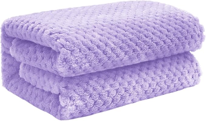 Exclusivo Mezcla Fleece Throw Blanket, Super Soft and Warm Blankets for Couch, Sofa and Bed Waffle Textured, Cozy, Fuzzy and Lightweight (Lilac Purple, 40x50 Inches)