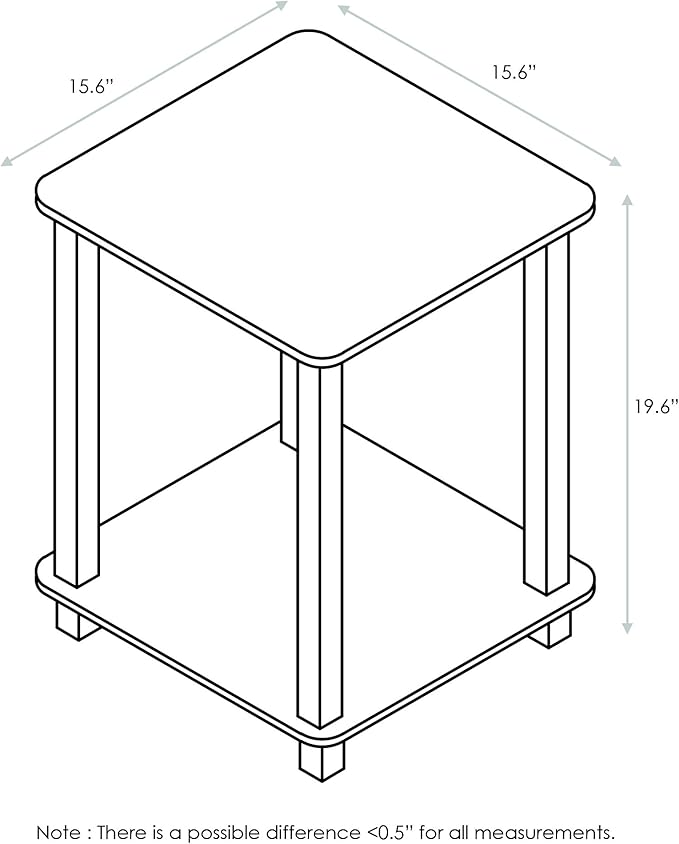 Furinno SIMPLISTIC Side Table Set of 2, 2-Tier End Table, Nightstand, Night Stand, Bedside Table, Easy Assembly, for Living Room, Bedroom, Dark Walnut