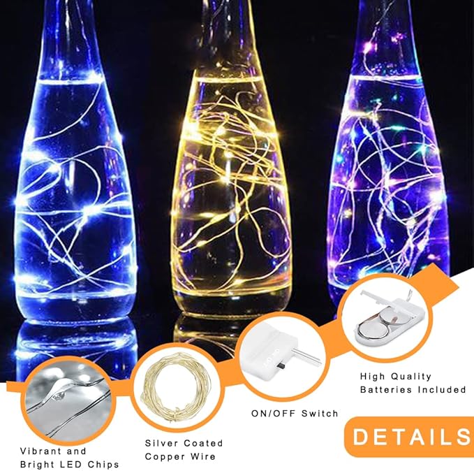 Fairy Lights Battery Operated String Lights, 6 Pack Mini Lights 20 LED 7ft Twinkle Firefly Starry Light for DIY Craft Mason Jar Bedroom Wedding Party Table Christmas Decoration (Mix-Colored)
