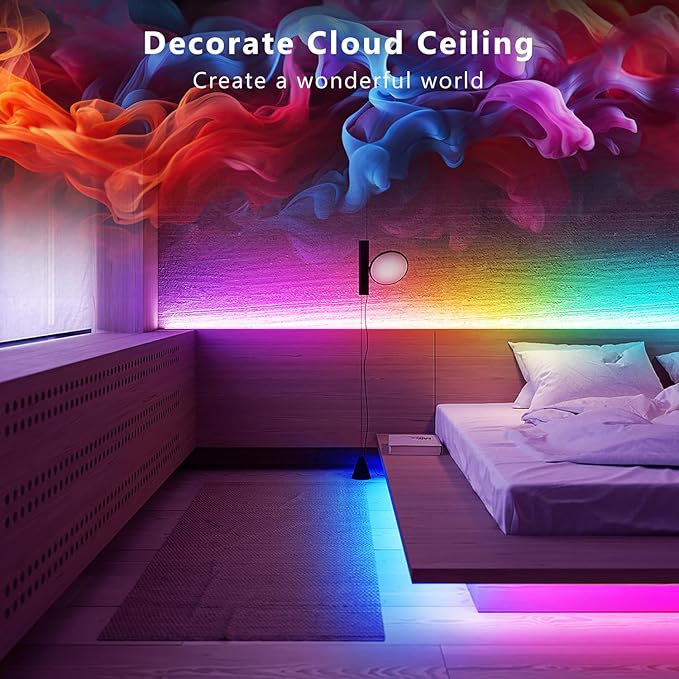 DAYBETTER Smart IC LED Strip Lights, BGRIC LED Lights for Bedroom 65.6FT, DIY Multiple Colors on One Line, App Control Color Changing Strip Lighting Music Sync Home Decor(1 Roll)