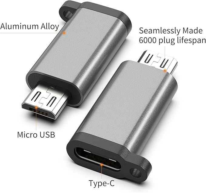 USB-C to Micro USB Adapter, 3-Pack USB Type C Female to Micro USB Male Converter USB C to Micro B 2.0 Charge & Data Sync Compatible with Samsung Galaxy S7 S6 J7 Note 5 Kindle Ps4 and More -Grey