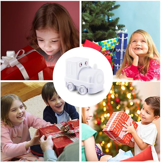 Night Light Kids with Cute Train Design Children's Room LED Bedside Lamp with Changeable RGB Colors Rechargeable Night Light Compatible with Touch Control & Remote Control - Train