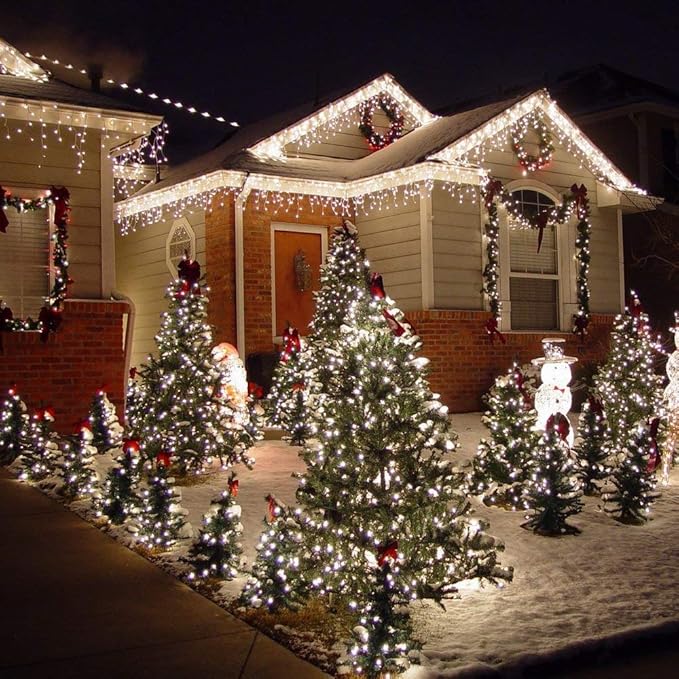 Brizled Christmas Lights, 33ft 100 LED End to End Connectable Mini Christmas String Lights, 120V UL Certified Cool White Xmas Tree Light Indoor Outdoor Mini Light Set for Xmas Tree Party Wedding Decor