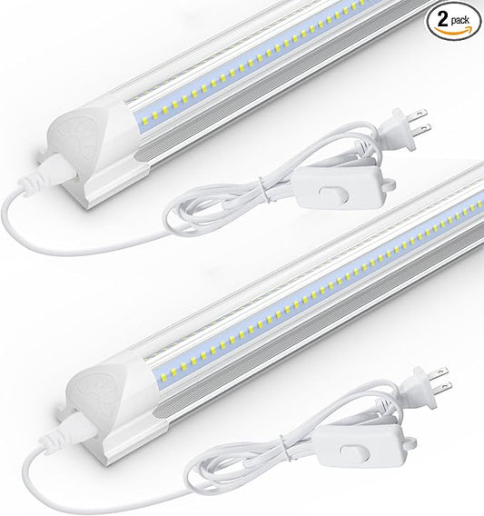 CNSUNWAY 1.5FT LED Shop Light, 20W High-Efficiency Under Cabinet Lighting (6000K Cool White), V-Shape T8 Tube Fixtures – 18" Linkable Under Counter Lights for Kitchen, Workbench, Workshop, 2 Pack
