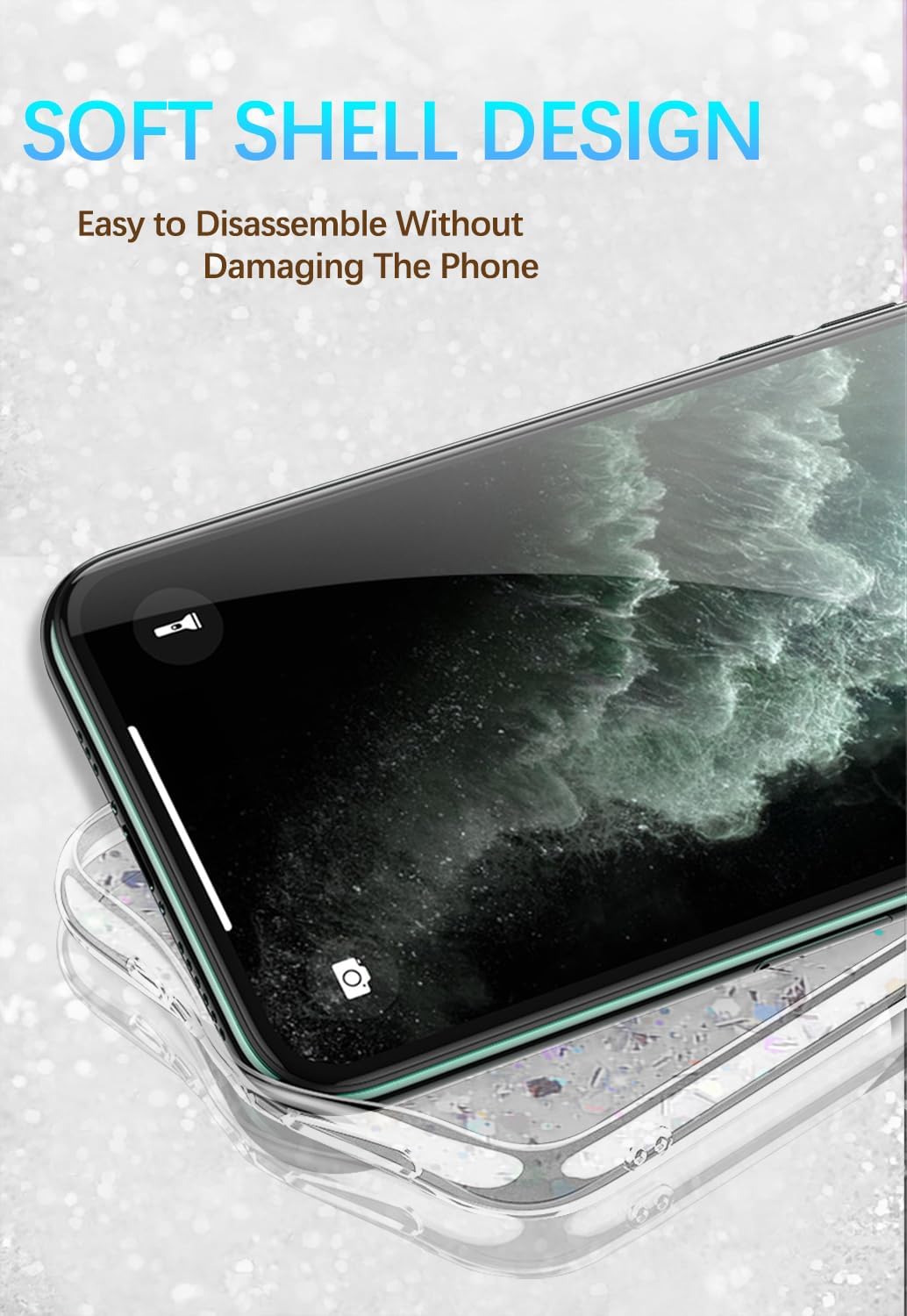 Honor 90 Case - Glitter Clear Pink, Soft TPU Silicone, Shockproof Protective Slim Cover for Women & Girls.