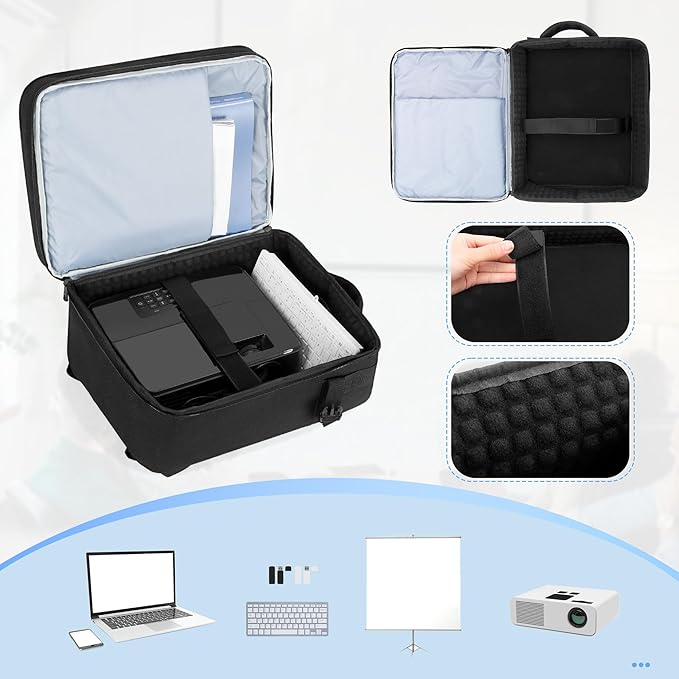 LUXJA Projector Backpack with 15.6 Inch Laptop Sleeve, Projector Bag with 2 Large Compartments (Compatible with Most Major Projectors), Black