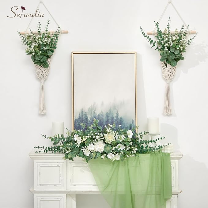 Serwalin 25 Pcs Mixed Artificial Eucalyptus Stems,Babys Breath Artificial Flowers Bulk with Faux Eucalyptus Leaves Greenery Stems for Wedding DIY Bouquets Floral Arrangement Home Decor