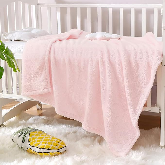 Exclusivo Mezcla Plush Fuzzy Fleece Throw Blanket, Super Soft, Fluffy and Warm Blankets for Couch, Bed, All Season Use (40x50 Inches, Light Pink)