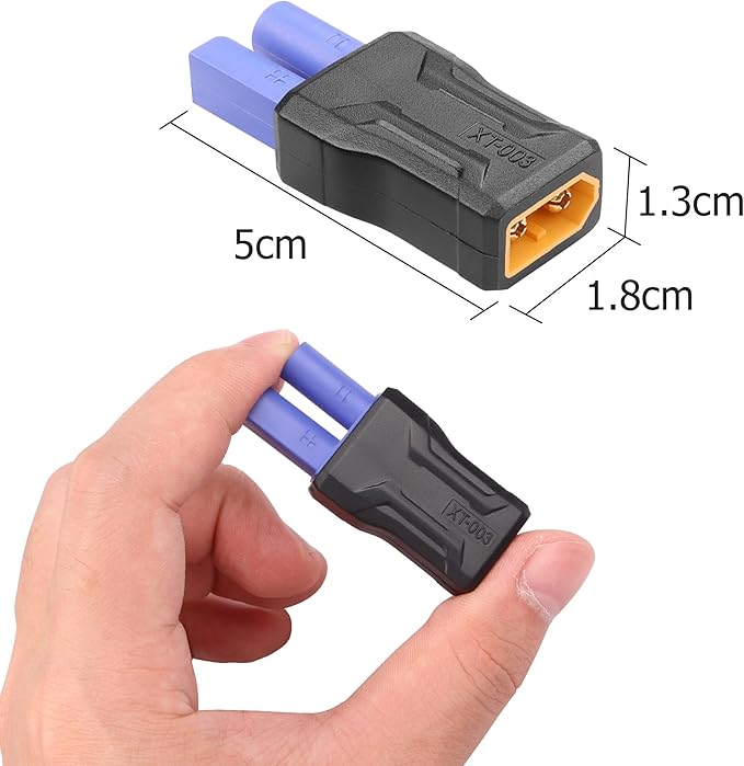 YAODHAOD XT60 to EC5 Connector 2Pack,XT60 Male to EC5 Female Connector Extender RC Battery Connector Adapter for LiPo Battery Micro FPV Drone (XT60 Male to EC5 Male)