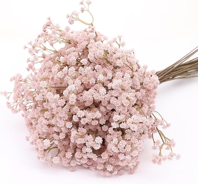 N&T NIETING10 PCS Babys Breath Artificial Flowers Fake Babys Breath Flowers Artificial Bulk Dusty Pink Gypsophila Bouquets Real Touch Faux Flowers for Wedding Floral Arrangement Party Home Decoration