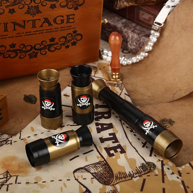 Deekin 24 Pcs Pirate Telescope for Kids Pirate Party Favors Accessories Telescope Toys Spyglass Mini Treasure Hunt for Boat Halloween Birthday Party Supplies