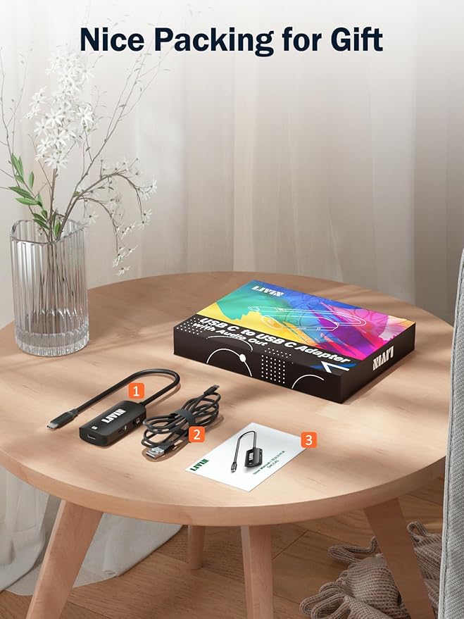 LIVIN USB C to Portable Monitor、AR Glasses XREAL One、Air 2 Pro/VITURE Pro/RayNeo Air 2s、3s/Rokid,【4K@60Hz+PD 100W+Audio 3.5mm】,USB C to Type C Adapter iPhone15/16、Android、PC、Switch、Steam Deck、Rog Ally