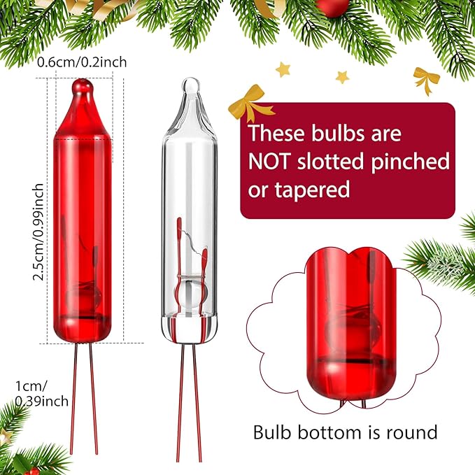Mudder 200 Count 2.5V Christmas 50/100/150/200 Count Mini Incandescent Wire String Lights Replacement Bulbs Indoor/Outdoor Christmas Lights Decorations for Home Xmas Tree(Warm Red)