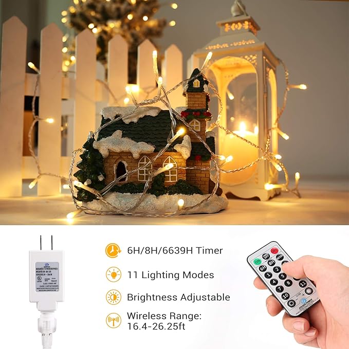 Brizled Color Changing Christmas Lights, 300 LED Christmas String Lights Connectable, 115ft 11 Modes Tree Lights Warm White & Multicolor Clear Wire Xmas Lights Remote for Xmas Party Home