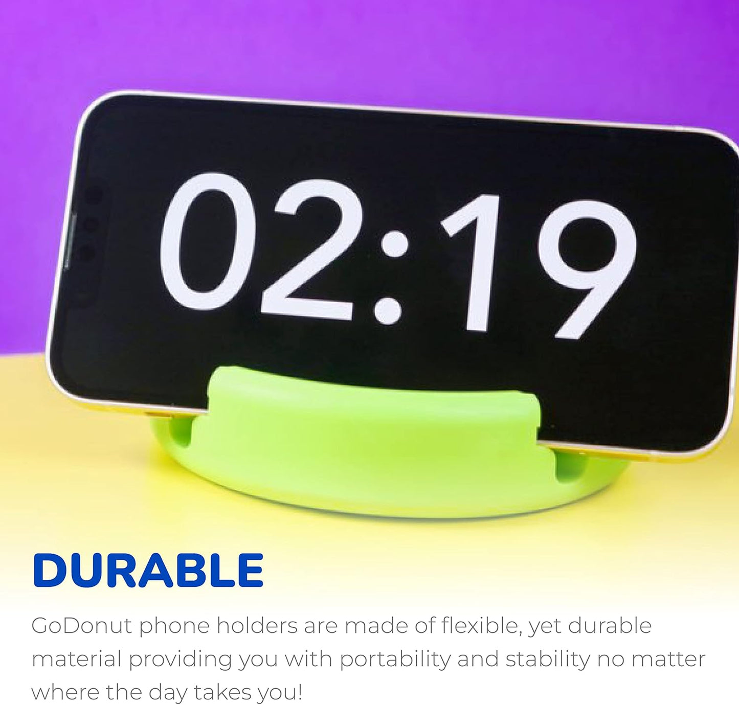 GoDonut – Original Phone Stand, Cell Phone Holder + Tablet Stand Desk Organizer for Most Smartphones - Purple