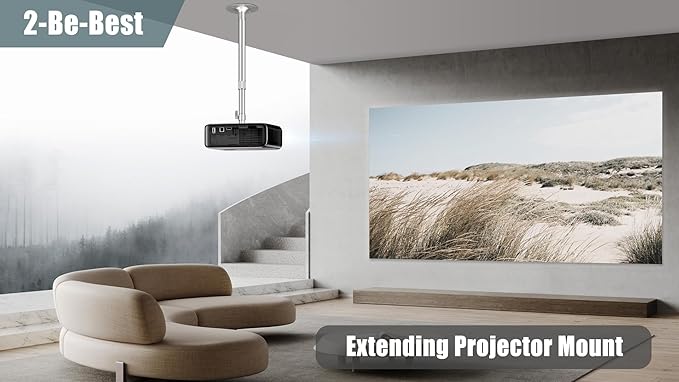 2-Be-Best Projector Mount Longer Length 15-31in / 40-80cm Projector Ceiling Mount 360° Rotatable Drop Ceiling Projectors Mounts Adjustable High Profile Projectors Bracket