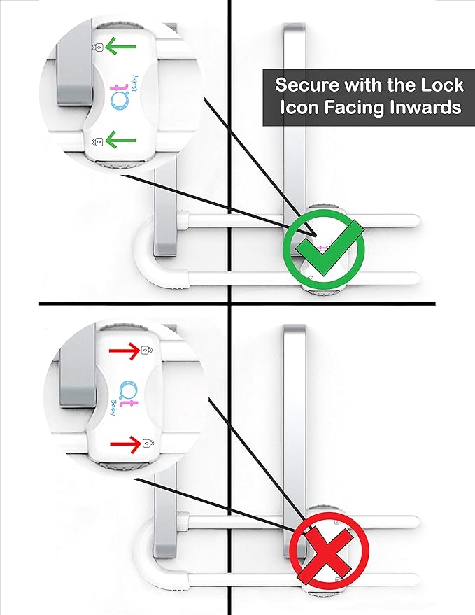 Baby Proofing Cabinet Locks Adjustable U Shaped Baby Safety Latches for Drawers, Fridge, Closet Modern Baby Proofing Cabinet Lock with Extra Secure Lock Buttons (Pack of 6, Thunder Grey)