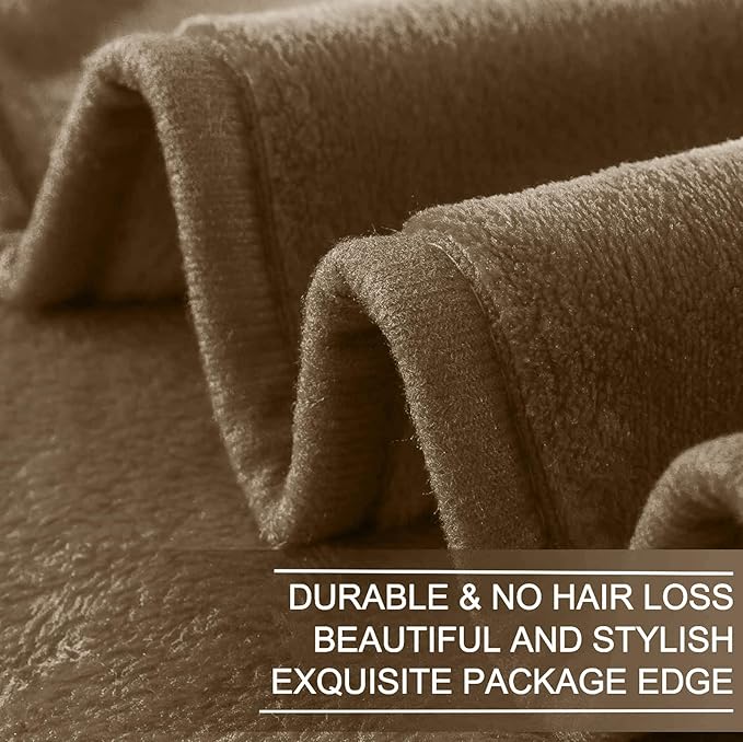 Fleece Blankets for All Season - Premium Lightweight Anti-Static Throw for Travel Size Bed Extra Soft Brush Fabric Warm Sofa Thermal Blanket 51" x 60"(Taupe)