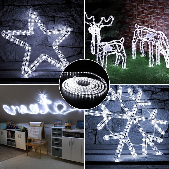 Brizled 18ft 216 LED Rope Lights, 120V ETL Listed Plugin Rope Lights Connectable Daylight White Indoor Outdoor Rope Lights Flexible LED Tube Lights for Holiday, Garden, Yard, Corridor and Patio Decor