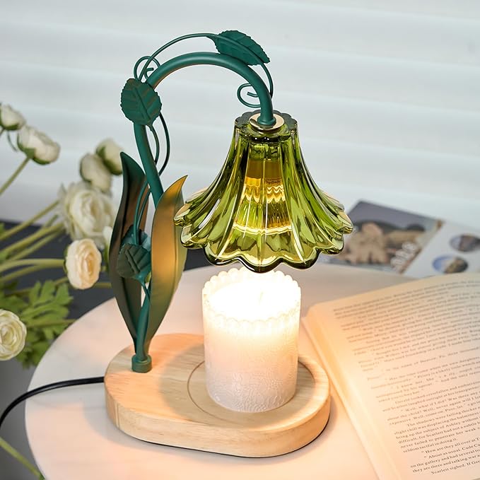 IN HAPPY Flower Candle Warmer Lamp with Timer, Birthday Gifts for Women Mom,Housewarming Gifts New Home Decor,Wax Melt Warmer for Jar Candles with 2 Bulbs