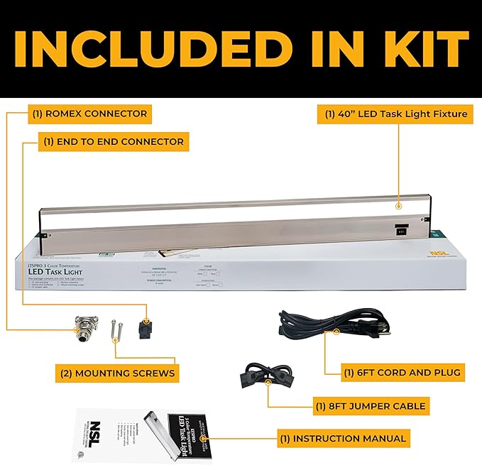 LED Under Cabinet Lighting Hardwired - 3CCT 40 Inch Satin Finish - Undercabinet Lights for Kitchen - Linkable Undercounter Dimmable Plug in Light or Hard Wired - Under Counter Fixture Direct Wire
