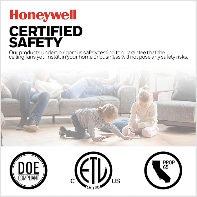Honeywell Ceiling Fans Belmar 52 Inch Ceiling Fan With Light, Indoor/Outdoor Ceiling Fan with Pull Chain, LED Tri-Mount 5 Blade Design, ETL Damp Rated, Bronze (50512-01)
