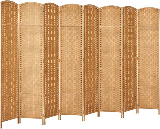 Rose Home Fashion Room Divider, 6 ft Tall Room Dividers and Folding Privacy Screens, 16in Privacy Screen 8 Panel Light Beige Space Temporary Wall Foldable Partition Separation