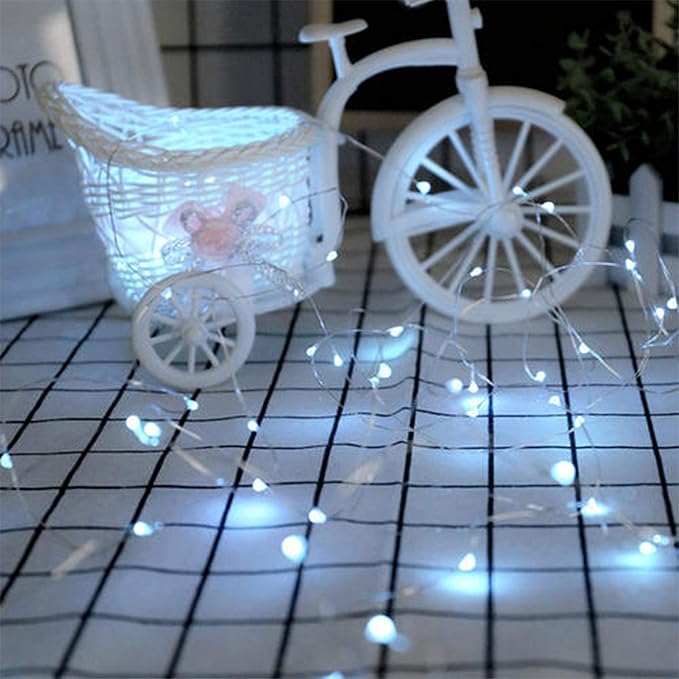 YJFWAL 24 Packs Fairy Lights Battery Operated, LED String Lights 10.2FT 30LEDs Waterproof Copper Wire Firefly Light, Mini Starry Moon Lights for DIY Crafts Wedding Party Christmas Decor (Cool White)