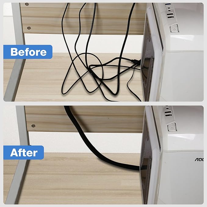 JOTO 1 Pack Cable Management Sleeve, 10 Feet Cord Organizer System with Zipper for TV Computer Office Home Entertainment, Flexible Cable Sleeve Wrap Cover Wire Hider System -Black