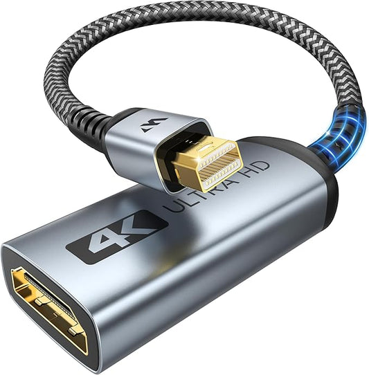 Warrky 4K Mini DisplayPort to HDMI Adapter, [UHD, Gold-Plated Plug, Aluminum Case, Super Slim] Thunderbolt to HDMI Converter Compatible for MacBook Air/Pro, Surface Pro/Dock, Monitor/Projector