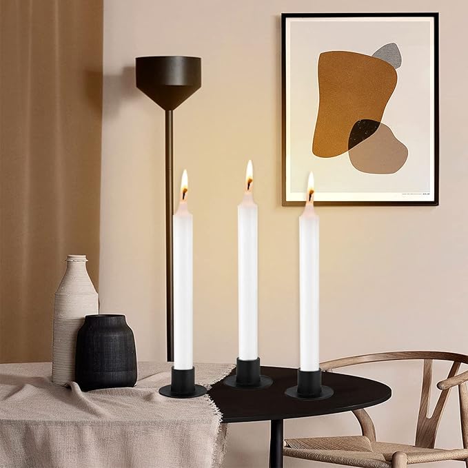 Gute Taper Candle Holder, Candle Holders for Pillar Candles, Matte Black Candlestick Holder Centerpieces for Home Decoration, Wedding Anniversary, Party, Housewarming Gifts,Set of 8,Round