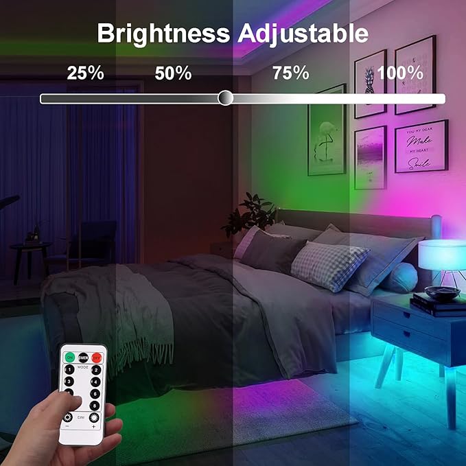 LED Strip Lights Battery Operated, 9.8ft 90 LED Strip Lights with Remote Timer Dimmable, Waterproof Flexible Lights for Indoor Outdoor TV Table Bedroom Boat Kitchen (Multicolor)