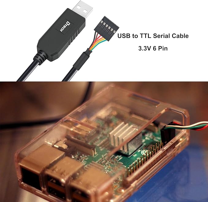 DTECH 3ft USB to TTL Serial Cable 3.3V 6 Pin UART Adapter Genuine FTDI FT232RL Chip Debug Cord Compatible with Windows 11 10 8 7 Linux MAC OS 6Pin 3v3 Level Signal 2.54mm Dupont Female Header
