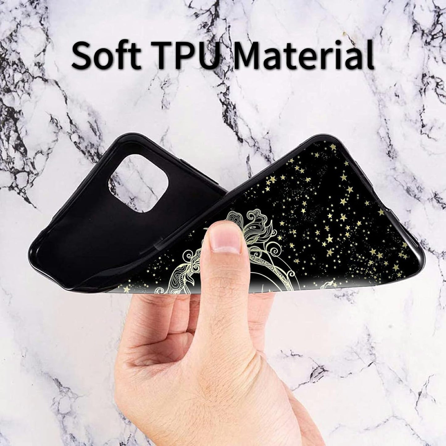 Rossy for Boost Mobile Celero 5G Plus Case - Slim Soft TPU Silicone Shockproof Protective Cover with Glitter Moon Sun