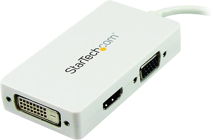 StarTech.com Travel A/V Adapter: 3-in-1 Mini DisplayPort to VGA DVI or HDMI Converter - White (MDP2VGDVHDW)