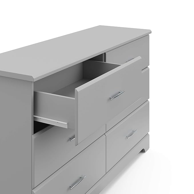 Storkcraft Brookside 6-Drawer Dresser (Pebble Gray) – GREENGUARD Gold Certified, Gray Dresser for Bedroom, Kids & Nursery Storage Chest, Safety Interlocking Drawers, Pre-Installed Tracks, Kids Chest