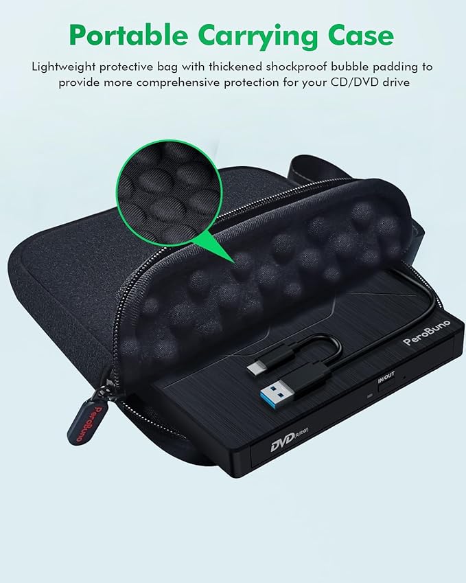 Super External CD DVD Drive, USB 3.0 DVD Burner with Ethernet Adapter, 3 USB and 2 TF/SD Card Ports, CD DVD Player Reader Writer Optical Disk Drive for Laptop PC Mac Windows Linux with Carrying Case