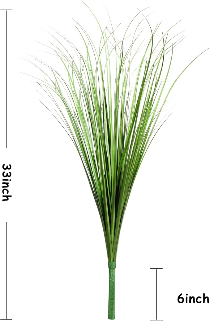 Vlorart 33" Artificial Plants 6 Pack Onion Tall Grass Greenery, Faux Fake Grass Shrubs Plant Flowers Wheat Grass for House Home Indoor Outdoor Office Room Gardening Indoor Décor-Green