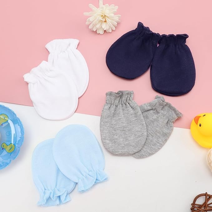 Newborn Baby Mittens No Scratch Cotton Elastic Wrist Gloves Infant Toddler Mittens for Baby Boy Girl 0-6 Months