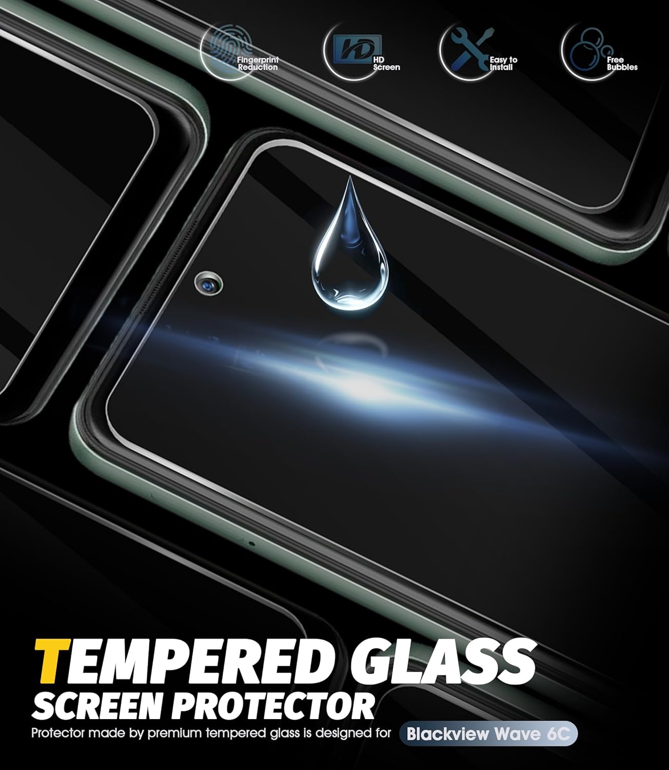 Orzero 3 Pack Tempered Glass Screen Protector for Cricket Outlast/AT&T Jetmore, HD Anti-Scratch, Bubble-Free, Precise