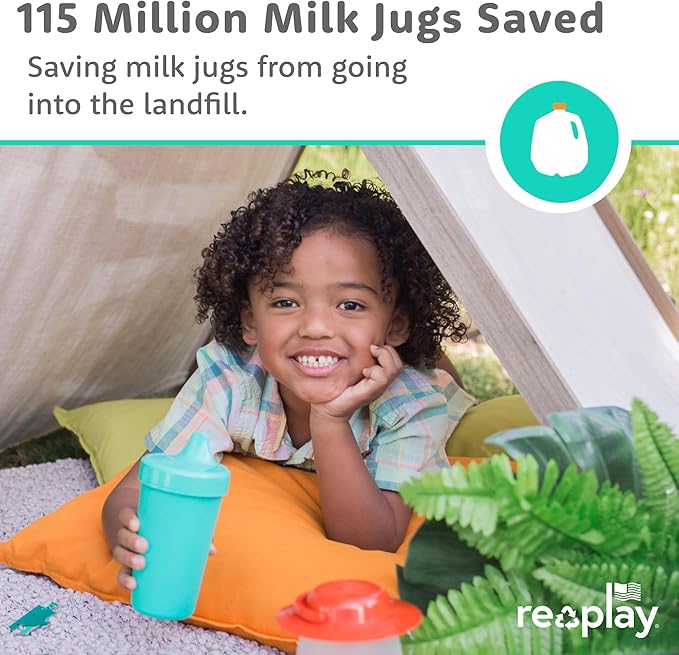Re-Play Sippy Cups for Toddlers - 10 Oz. Reusable Spill Proof Cups for Kids, Dishwasher/Microwave Safe - Made in USA - Set of 4 - Desert Sands
