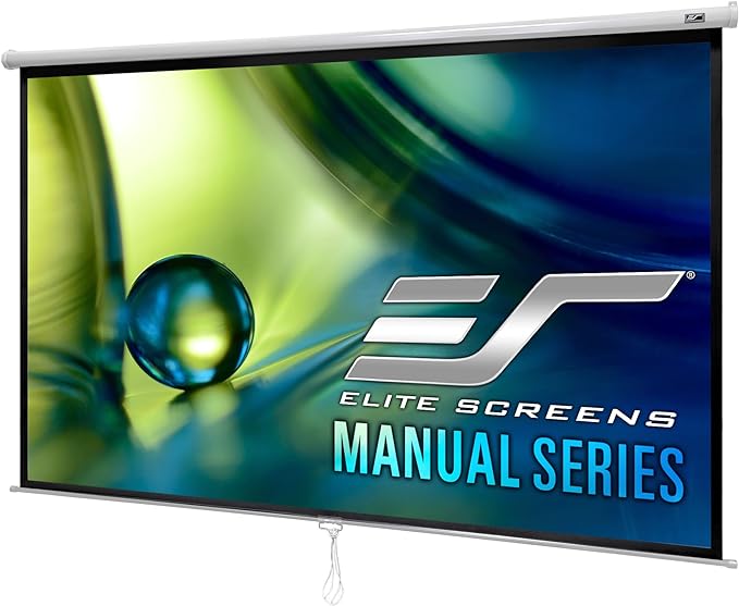 Elite Screens Manual Series, 150-INCH 16:9, Pull Down Manual Projector Screen with AUTO LOCK, Movie Home Theater 8K / 4K Ultra HD 3D Ready, 2-YEAR WARRANTY, M150XWH2,White