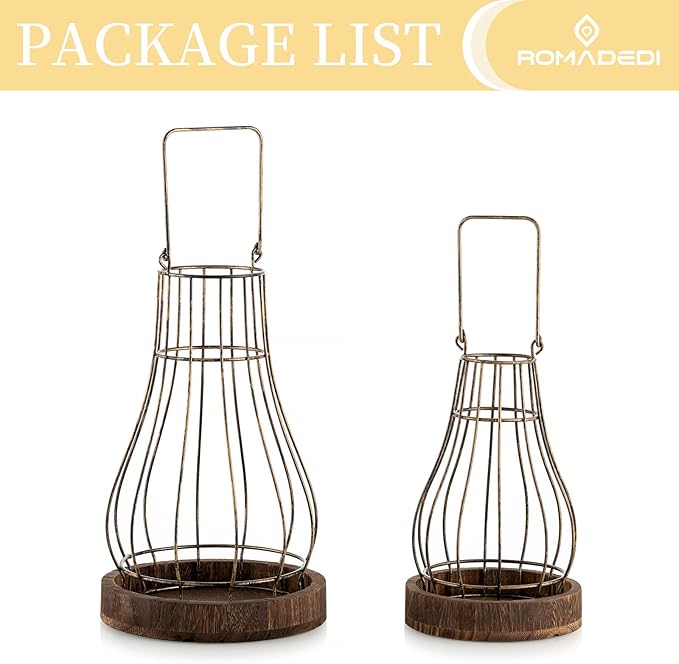 Romadedi Lantern Farmhouse Home Decor - Rustic Candle Holders Decorative Lanterns for Candle Living Room Kitchen Dining Coffee Table Fireplace Mantle Outdoor