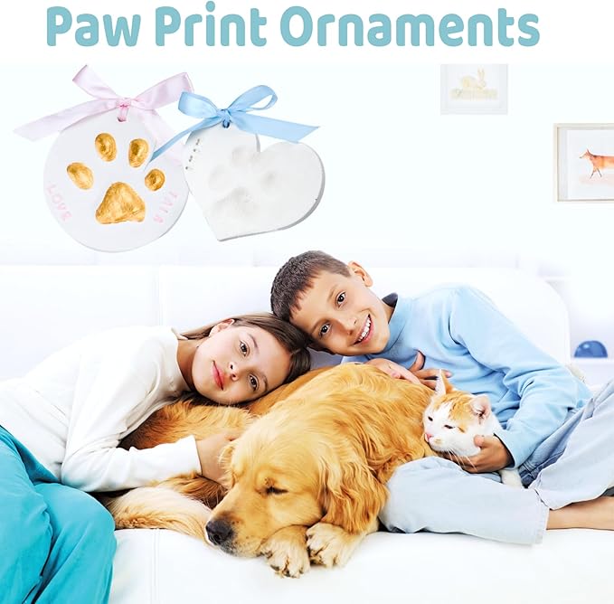 Tubuui Clay Paw Print Kit for Dogs Cats (Makes 2), Pawprint Keepsake Kit,Baby Hand and Footprint Ornament with Clay Imprint,DIY Dog Paw Print,Personalized Gifts for Pet Lovers