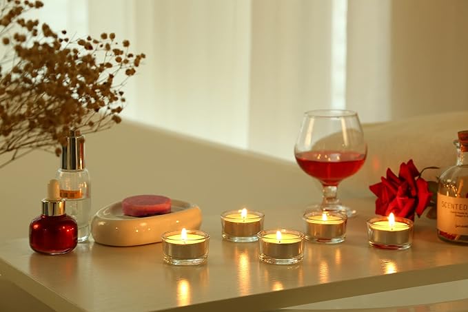 GOLDEAL 60-Pcs Tealight Candle Holders,Small Clear Glass,Tealight Holders Bulk Use for Weddings Parties Dinner,for 1.5" Tealight. Candle Mould