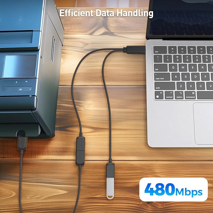 Cable Matters USB-C Male to Dual USBA Female Splitter 1 in 2 Out - 1ft, USBC to USB Splitter Hub with 480Mbps Data Transfer, BC 1.2 Charging Support