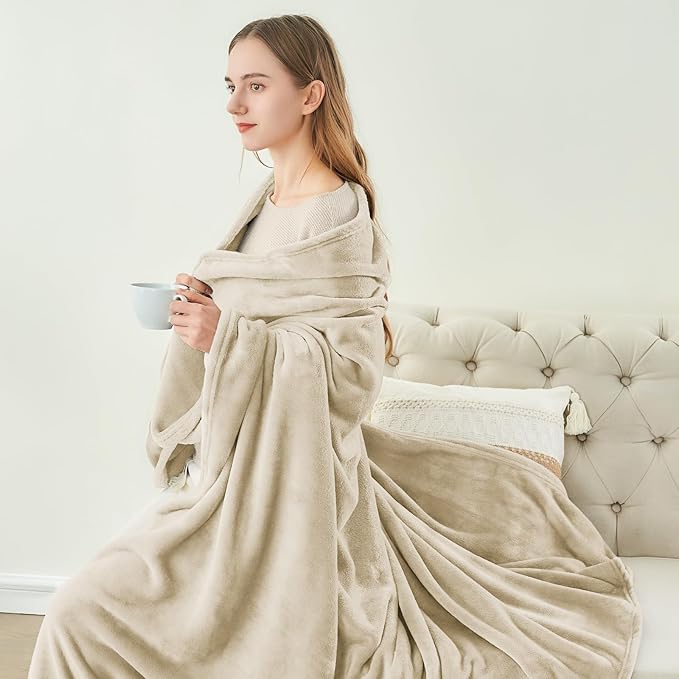 BEDELITE Fleece Blanket Twin Size Linen Throw Blankets for Couch & Bed, Luxury Plush Cozy Fuzzy Blanket 60x80 inches, Super Soft Warm Lightweight Throw Blanket for Travel Camping