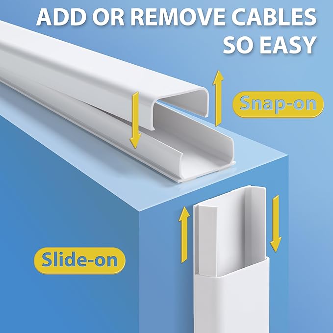 Wire Cover for Wall Mount TV, 32in (2X L16in) Wall Cord Cover, X-Large TV Cable Hider Hide Cords Wall Mounted TV, Cord Hider Wall, Wall Cable Cover Cable Raceway Beige W1.54in x H0.75in