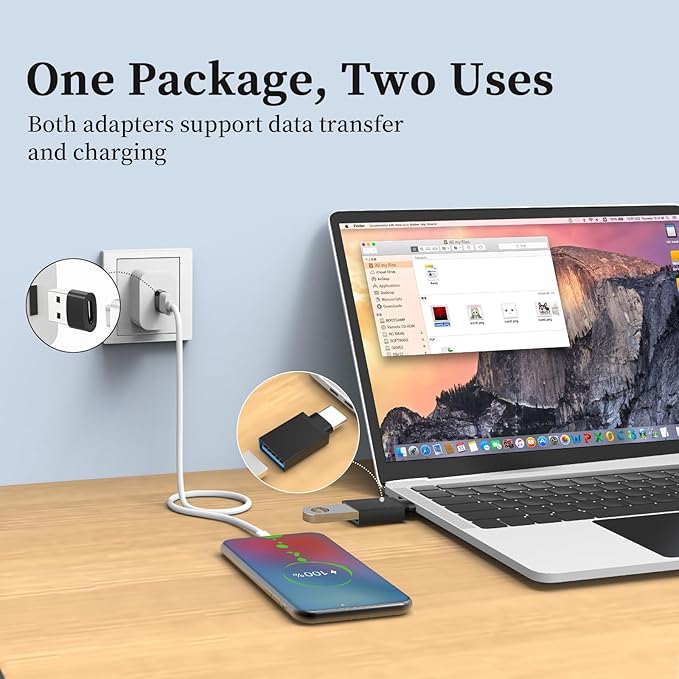 [10Pack] USB to USB C Adapter with USB C Male to USB Female OTG Converter for iPhone 15 14 13 Pro Max, Apple Watch Ultra 9 8,Samsung S24 S23 S22 S21,AirPods,iPad,Nintendo Switch