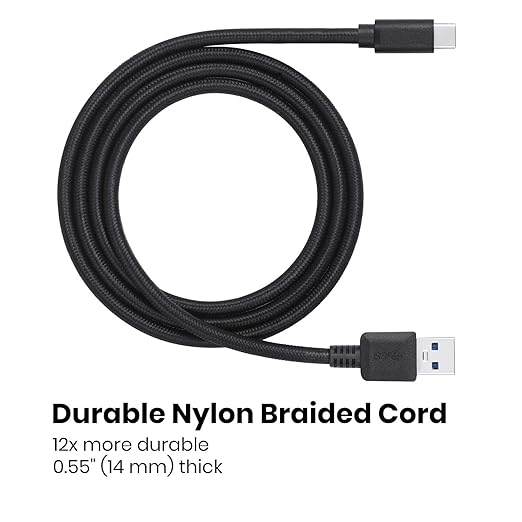 Perixx PERIPRO-407 USB Type-C Male to USB-A Male 3 Ft. Braided Cable - USB3.0 Spec for Smartphones, Tablets, Laptop, and Desktops - Black